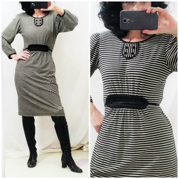 Fornarina Dresses & Skirts - SOLD! ****Fornarina Dress Stripe Wool Knit Velvet